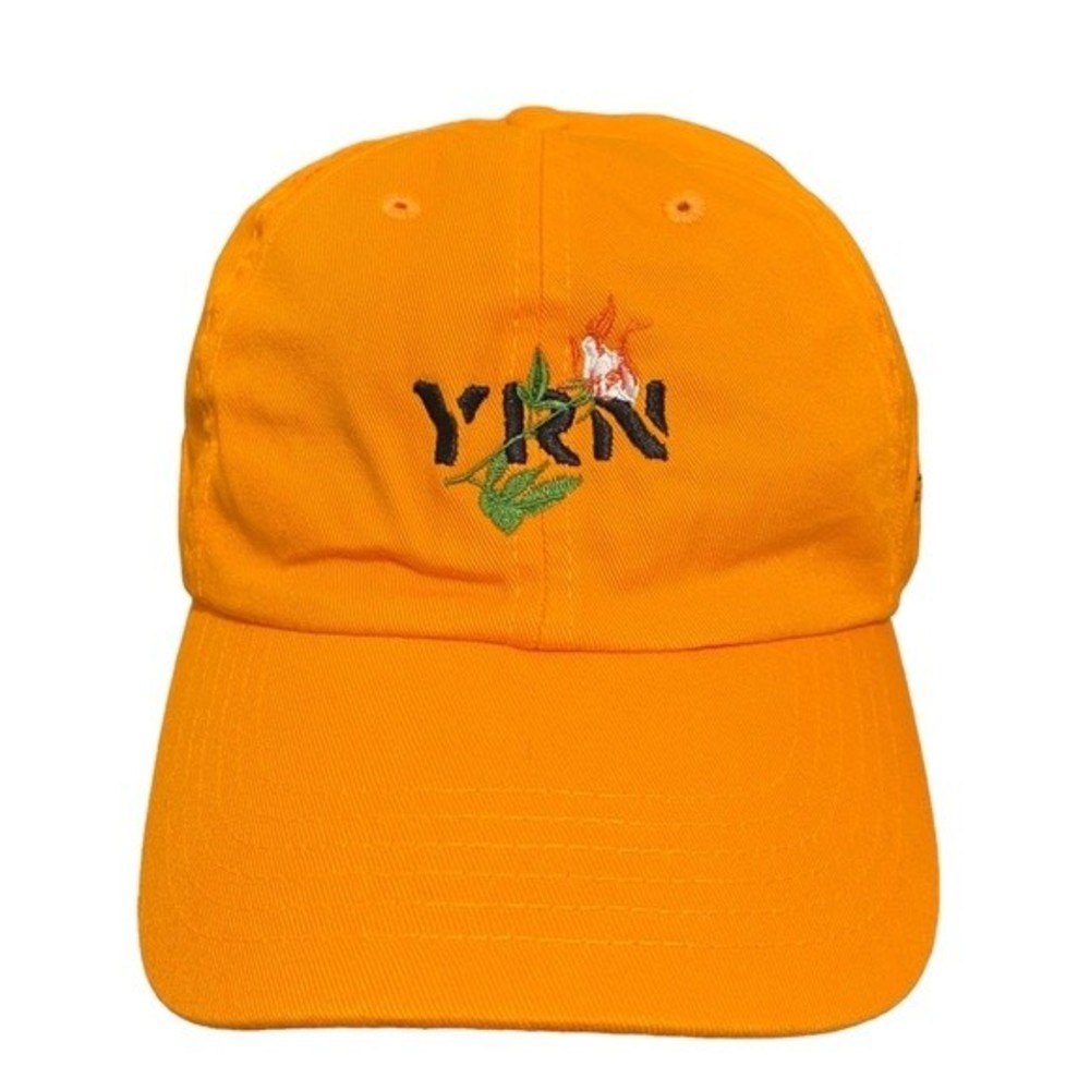 YRN Migos Orange Adjustable Flower Embroidery Hat Cap One Size